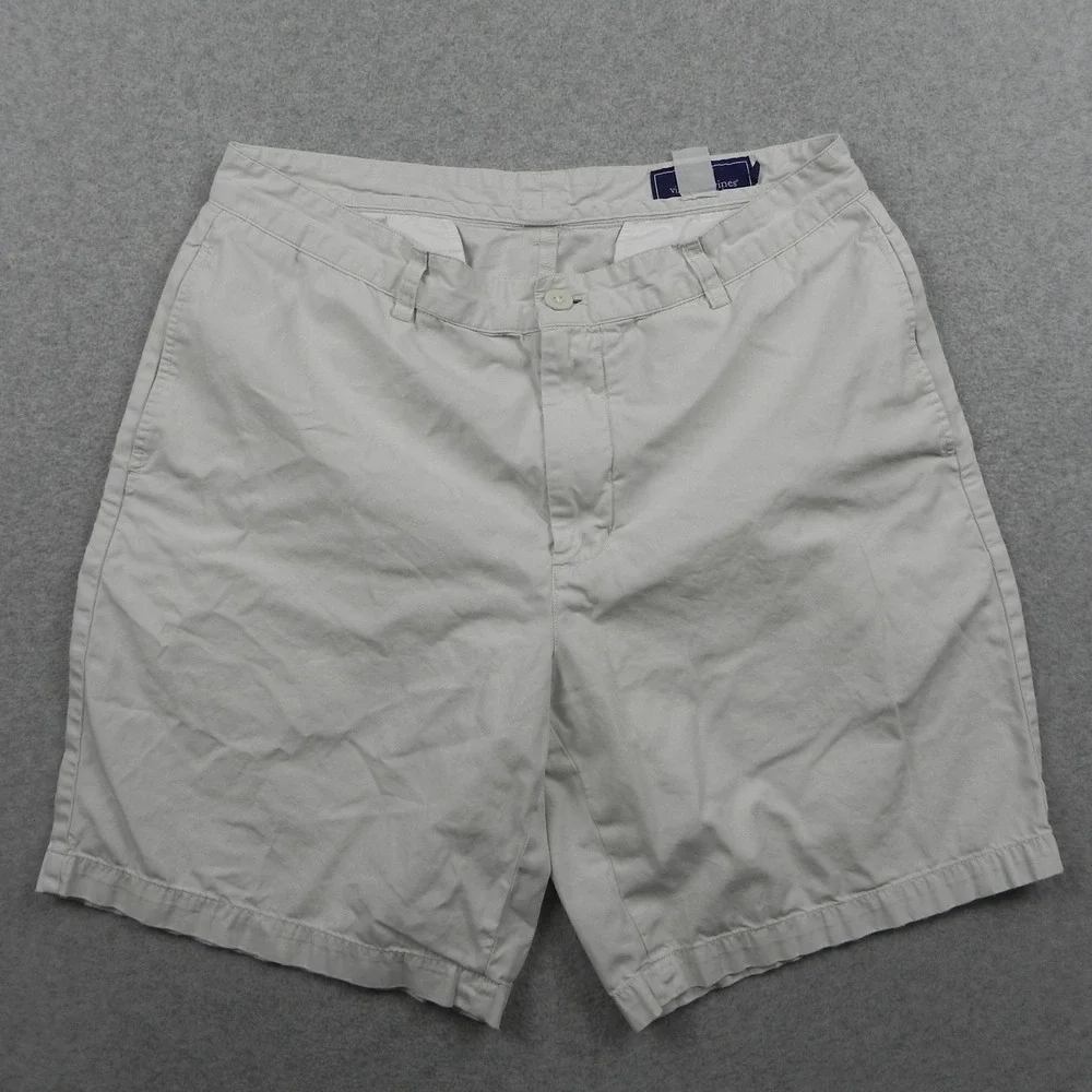 Vineyard Vines Club Shorts Mens 35 Classic Fit Chino White Solid Flat Front